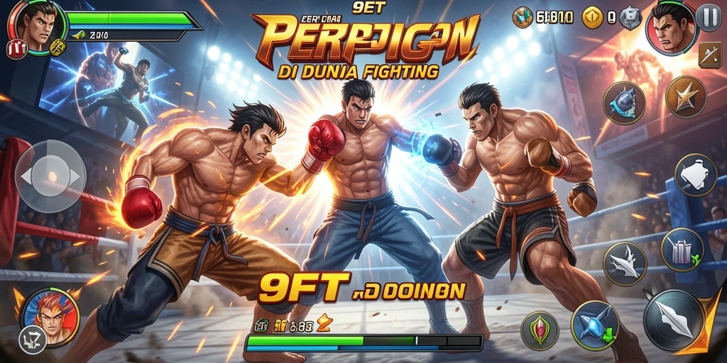Tampilan pertarungan epik dalam gameplay 9ET yang menegangkan.
