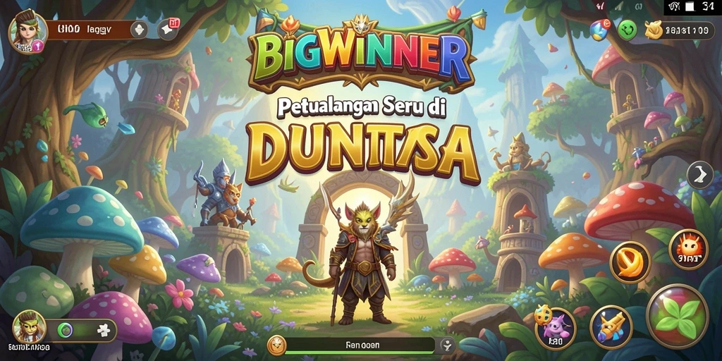 Tampilan gameplay seru dalam BIGWINNER dengan latar dunia fantastis.