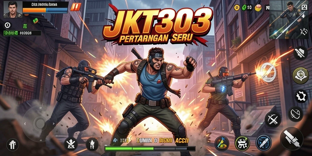 Gameplay seru JKT303 dengan pertarungan aksi yang kencang.
