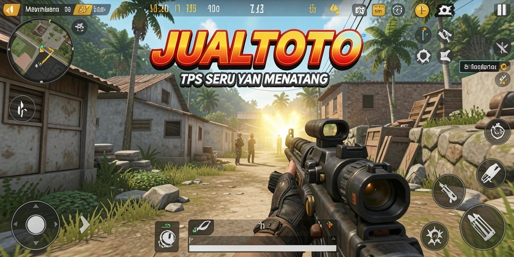 Screenshot gameplay JUALTOTO menunjukkan pertempuran tim yang intens.