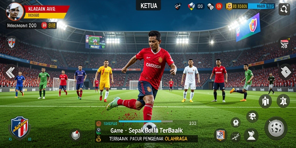 Screenshot gameplay KETUA menampilkan aksi seru di lapangan sepak bola.