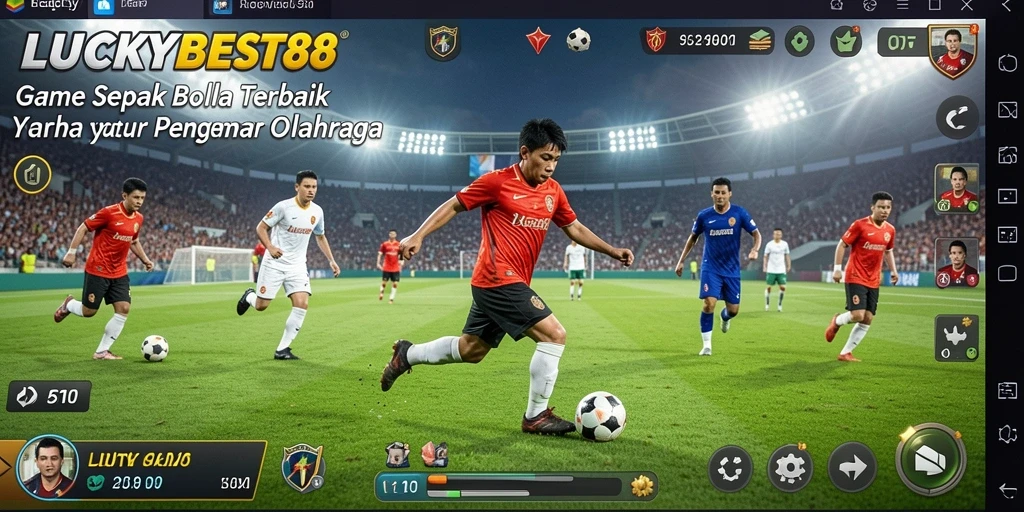 Tangkapan layar permainan LUCKYBEST88 yang menampilkan aksi di lapangan sepak bola.