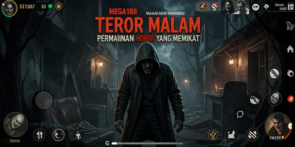 Tangkapan layar utama MEGA188 menampilkan suasana horor yang mencekam.