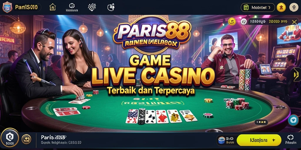 Tampilan menarik dari gameplay Live Casino di PARIS88.
