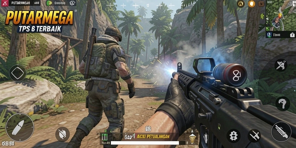 Gameplay PUTARMEGA menampilkan aksi seru dalam pertarungan TPS.