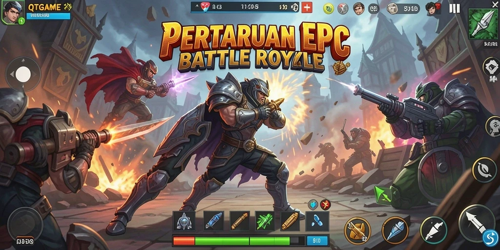 Gameplay QTGAME yang intens dan mendebarkan di medan pertempuran.