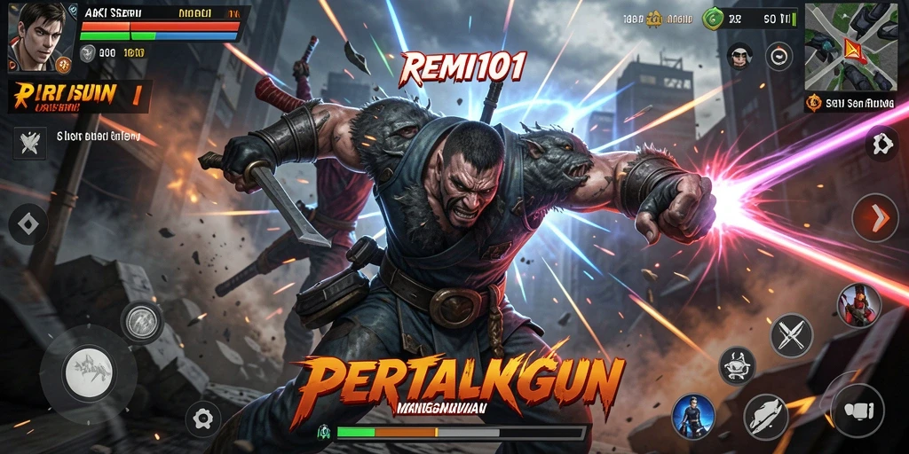 Tangkapan layar gameplay <strong>REMI101</strong> menampilkan pertarungan seru dan grafis yang memukau.