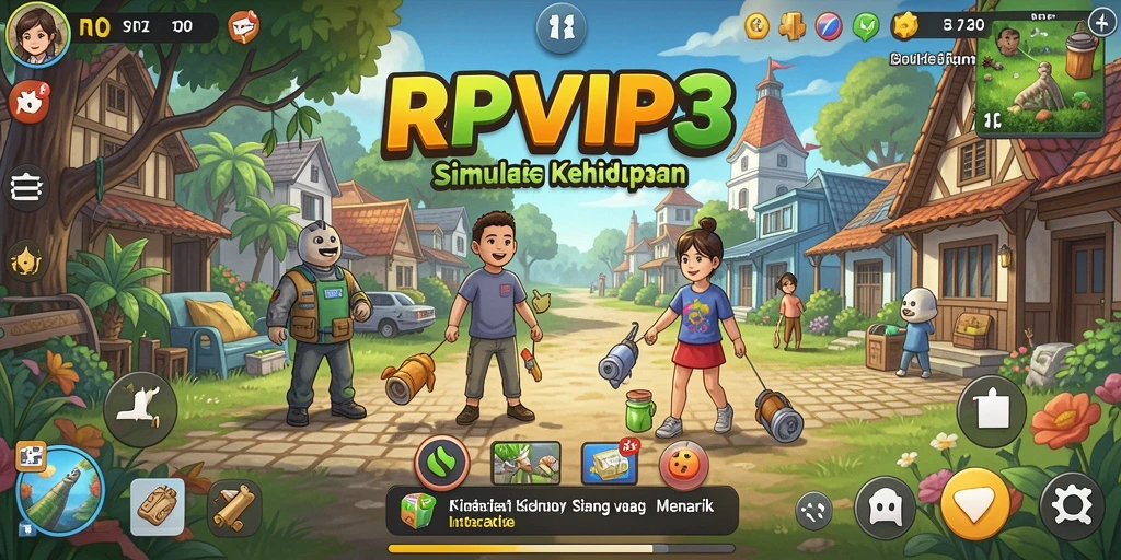Tampilan gameplay RPVIP3 yang mengasyikkan dalam simulasi kehidupan.