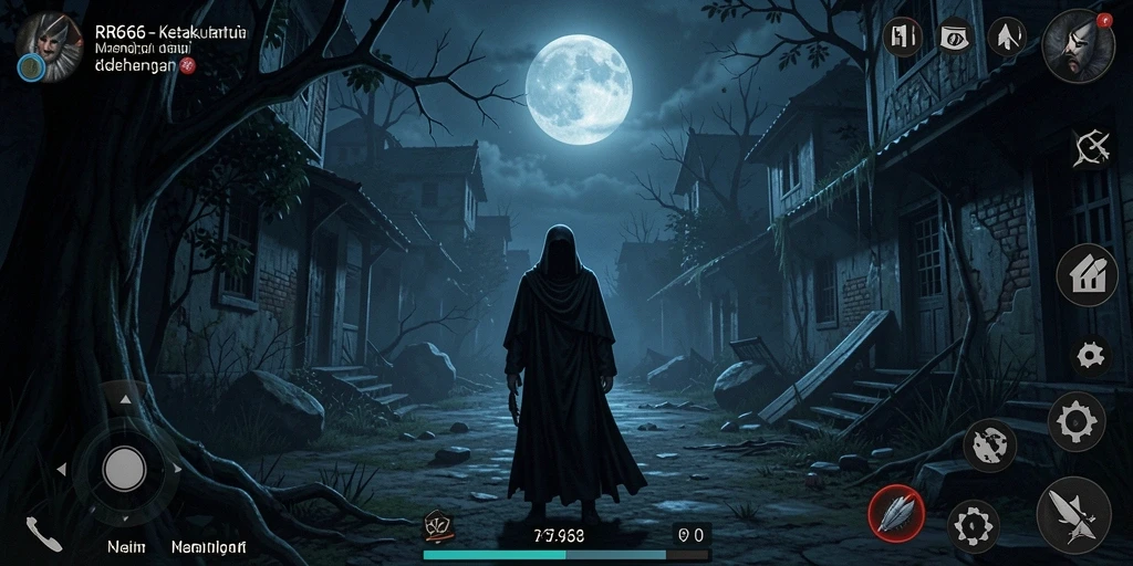 Tampilan gameplay RR666 yang menakutkan dengan suasana mencekam.